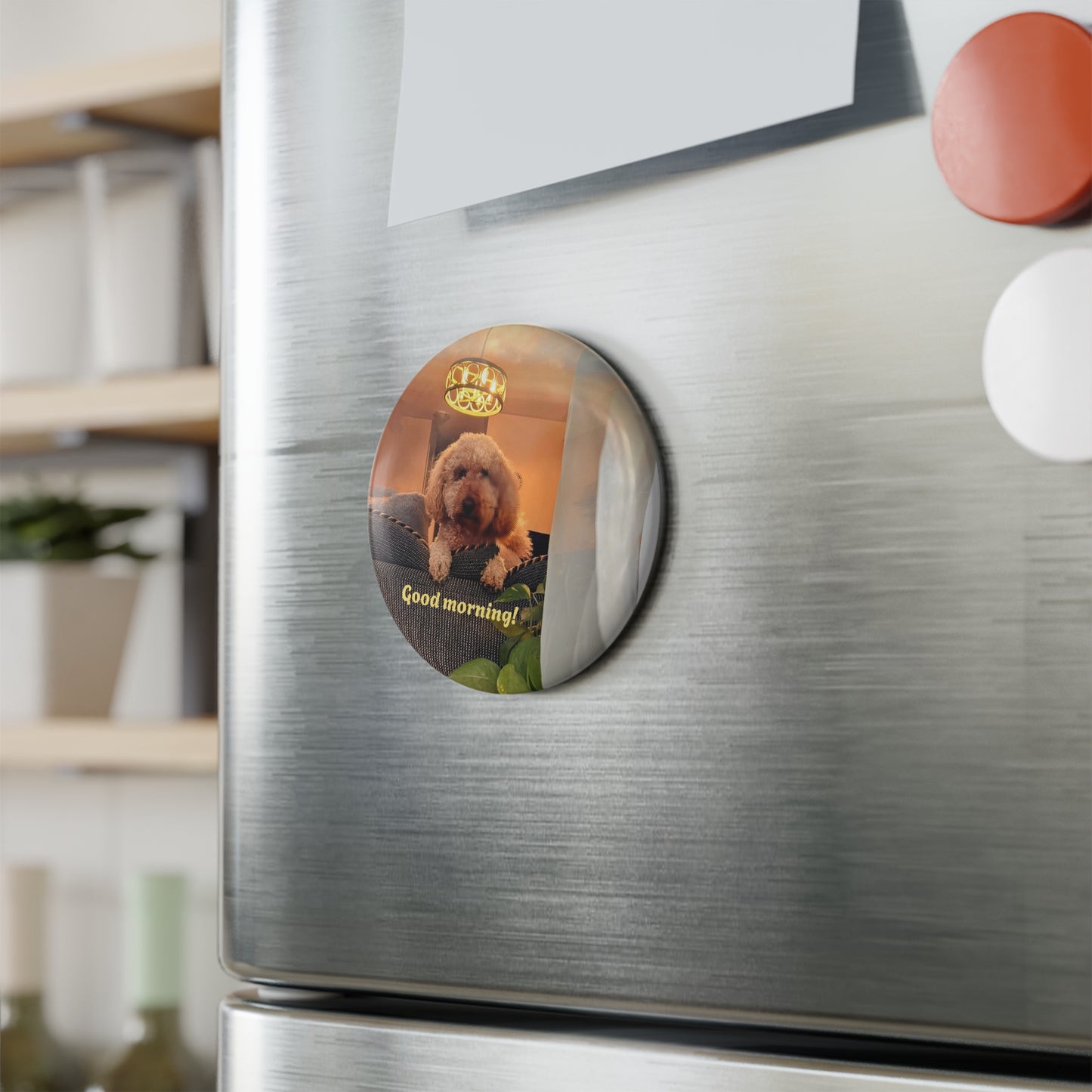 Custom Dog Photo Magnet - "Good Morning! " – Perfect to remind your tasks!