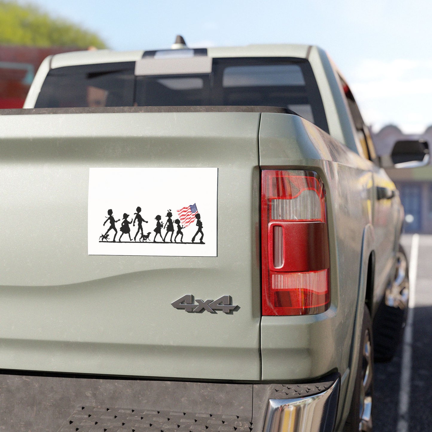Car Magnets - Patriotic USA Children Marching with American Flag