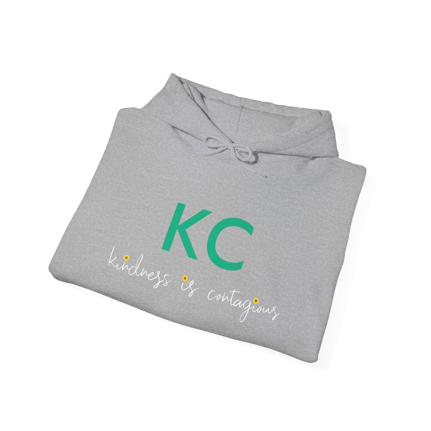 KC Kindness is Contagious Hoodie | Kansas City Gift for Her Gift for Him | Unisex Heavy Blend Hooded Sweatshirt | KC Kind Sunflower Collection