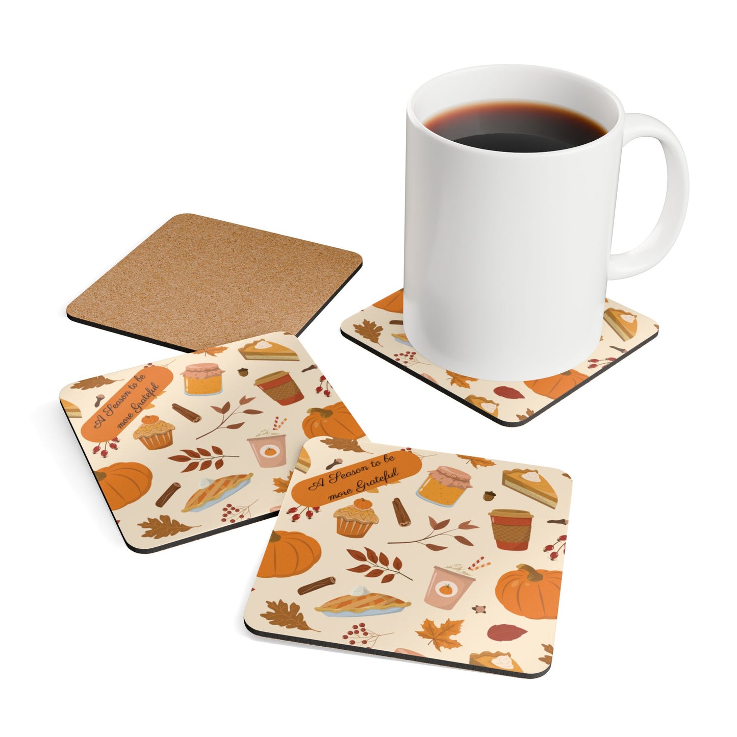 Coaster Set - Fall/Thanksgiving Festive Gratitude Reminder