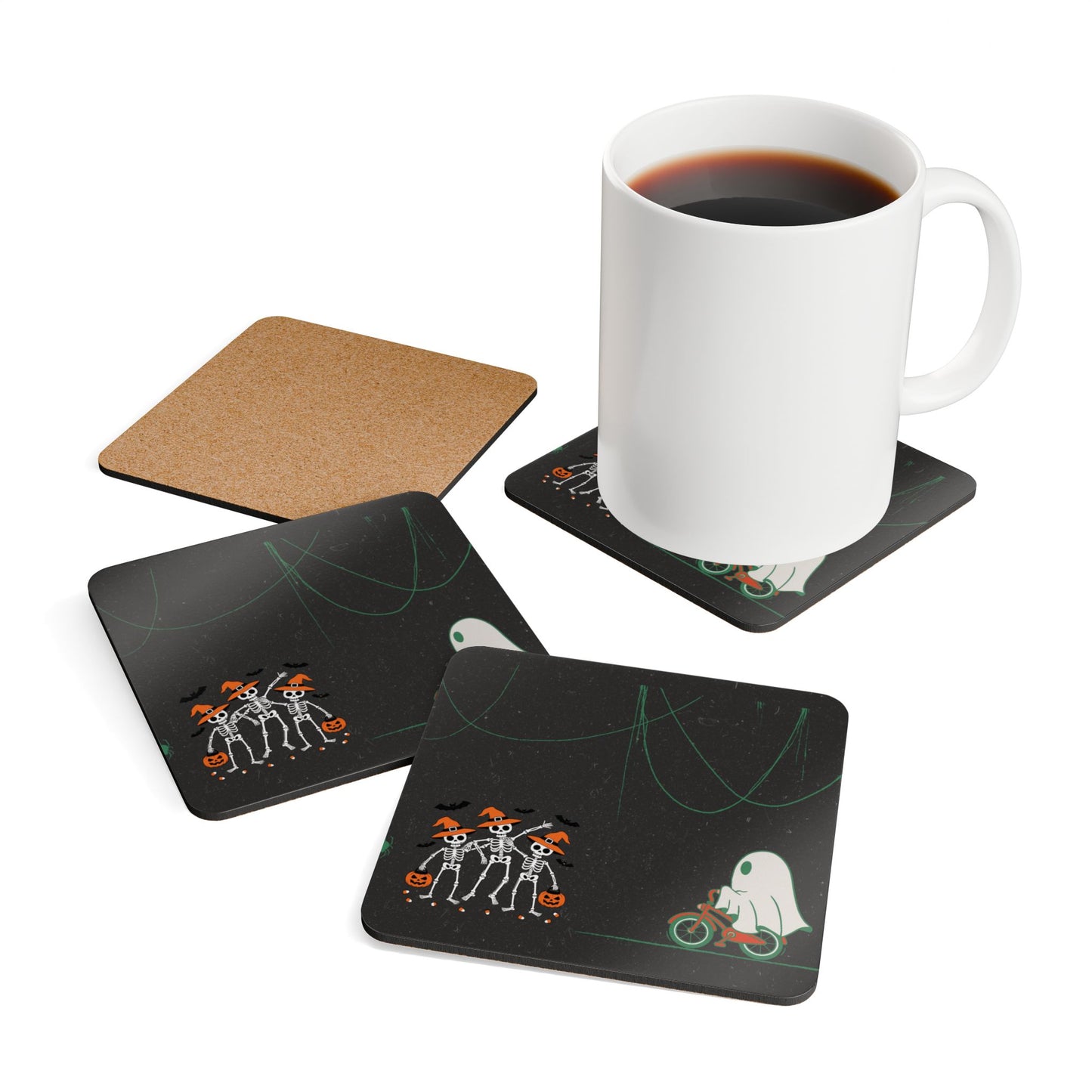 Coaster Set Halloween Ghost Bike Ride