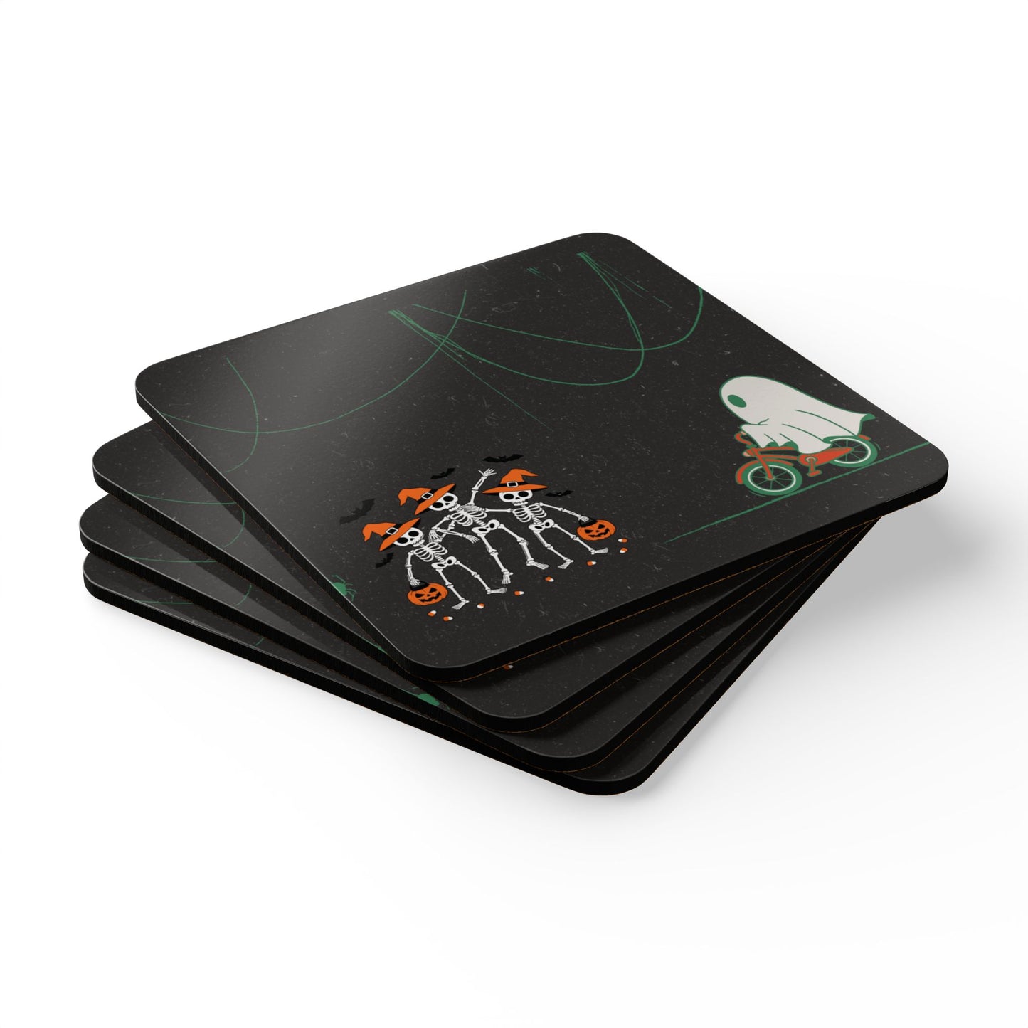 Coaster Set Halloween Ghost Bike Ride