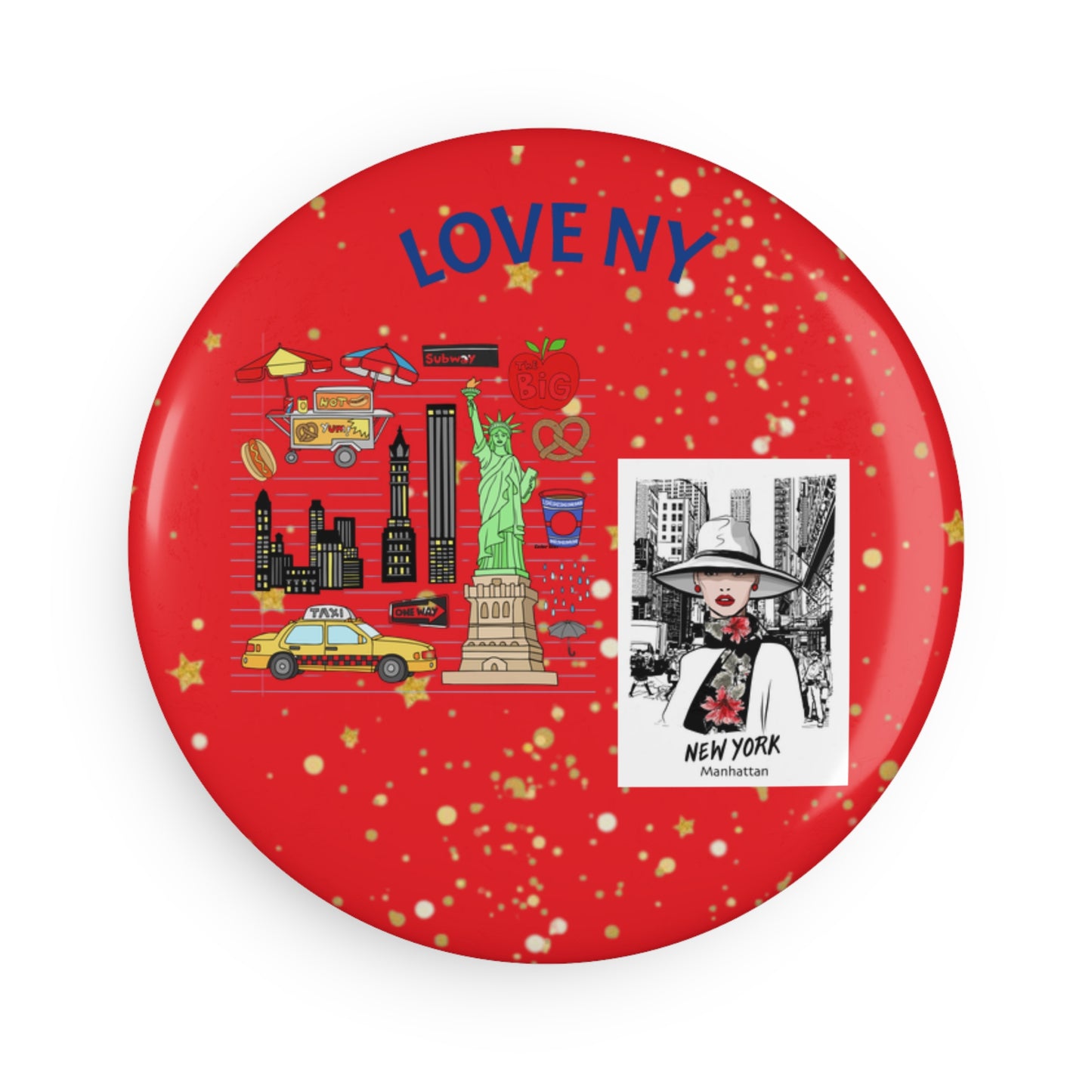 Button Magnet - Custom Love New York Design