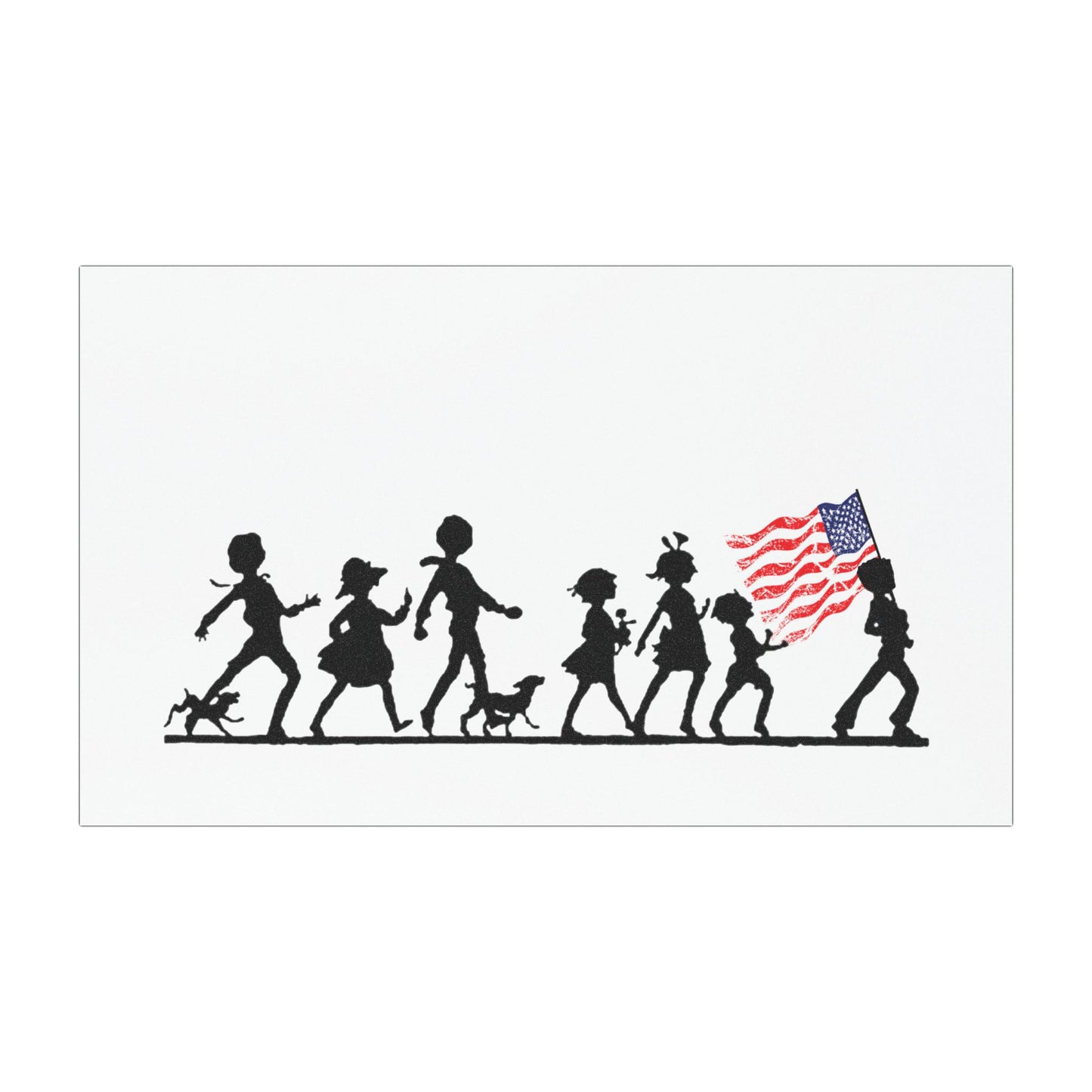 Car Magnets - Patriotic USA Children Marching with American Flag