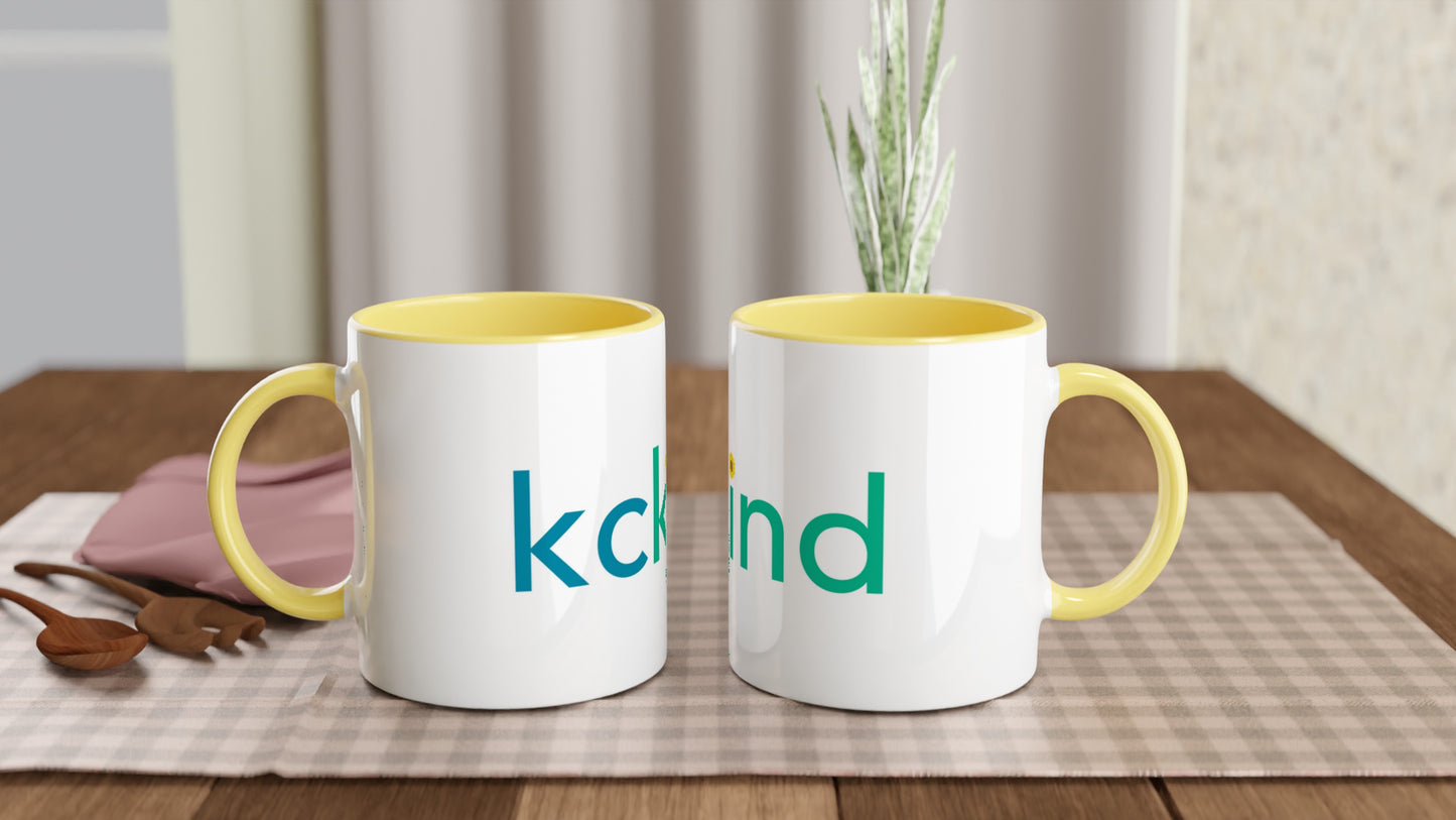 KC Kind Coffee Mug - 11oz. Ceramic Coffee Mug – Colorful Design with Sunflowers - Four Color Options