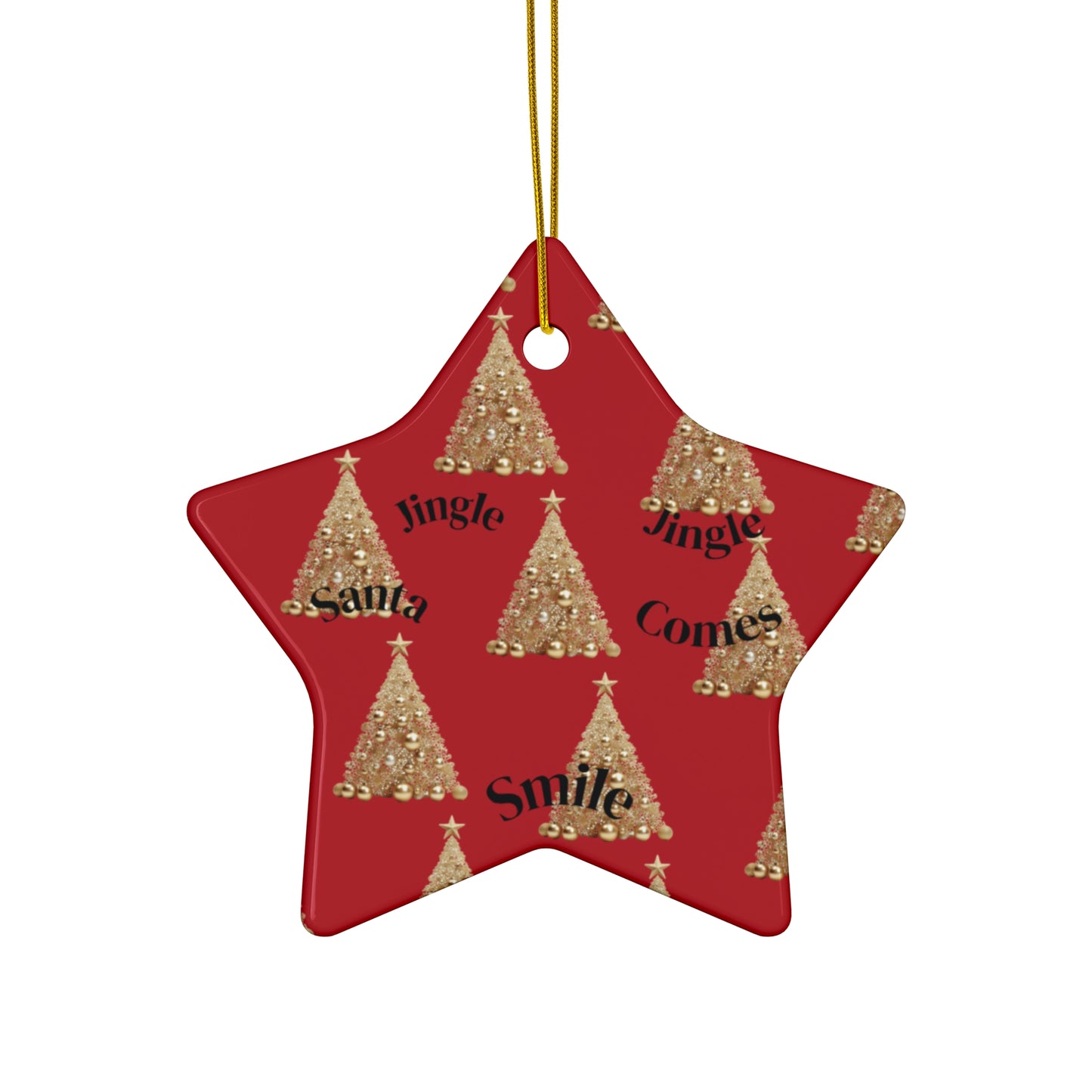 Santa Comes Smile Ceramic Star Ornament