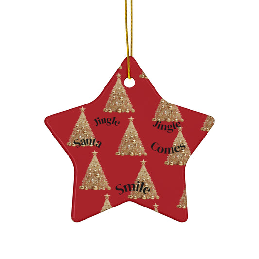 Santa Comes Smile Ceramic Star Ornament