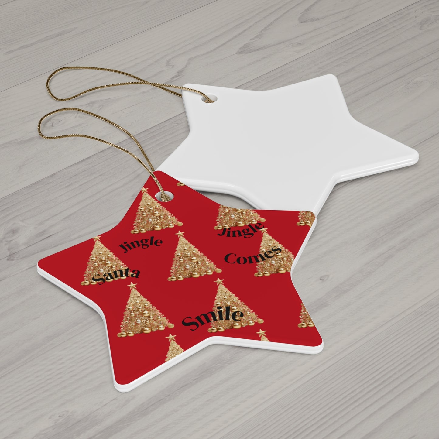 Santa Comes Smile Ceramic Star Ornament