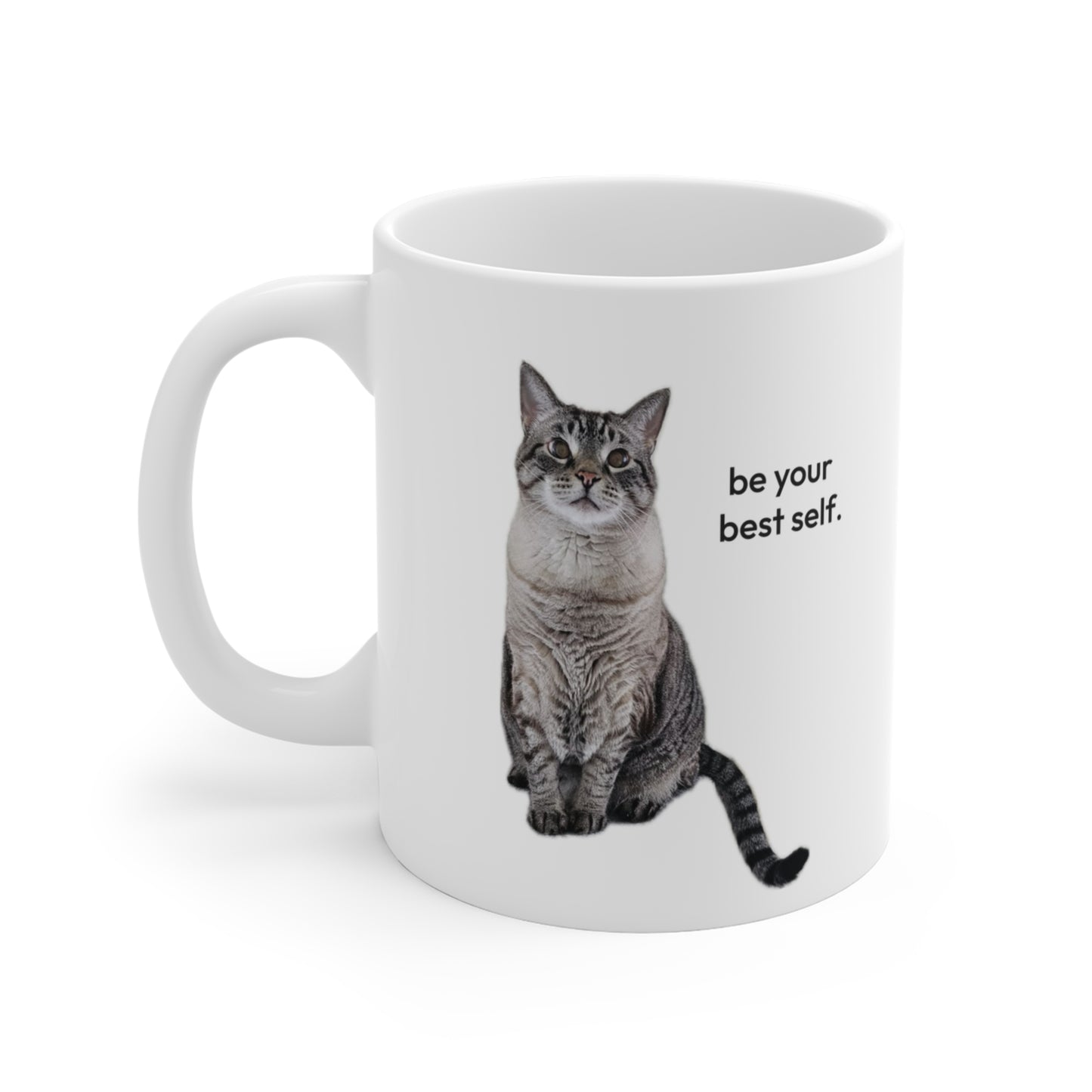 Cat Lovers Coffee Mug - Inspirational Humorous Quote with Cute Cat