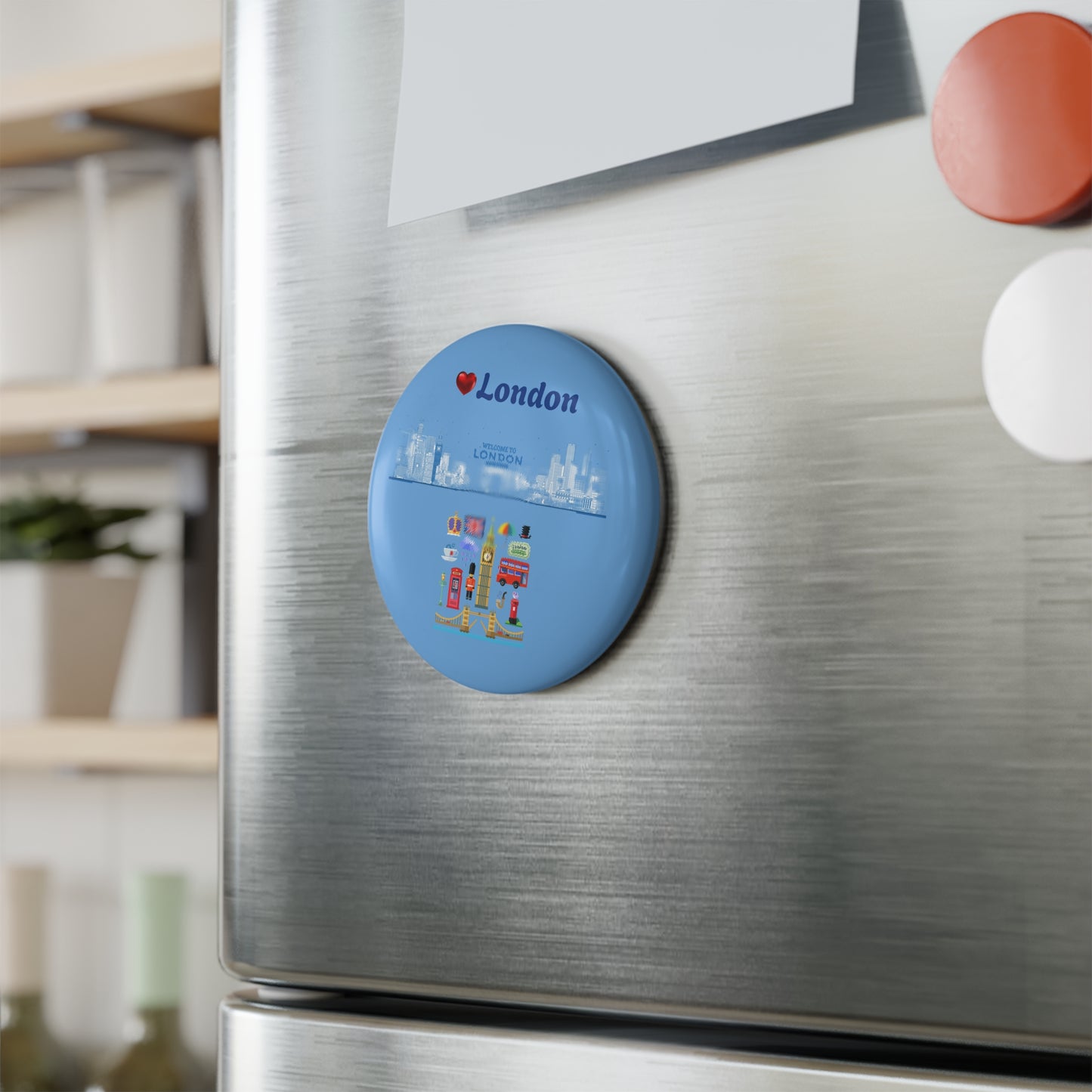 Custom London Button Magnet