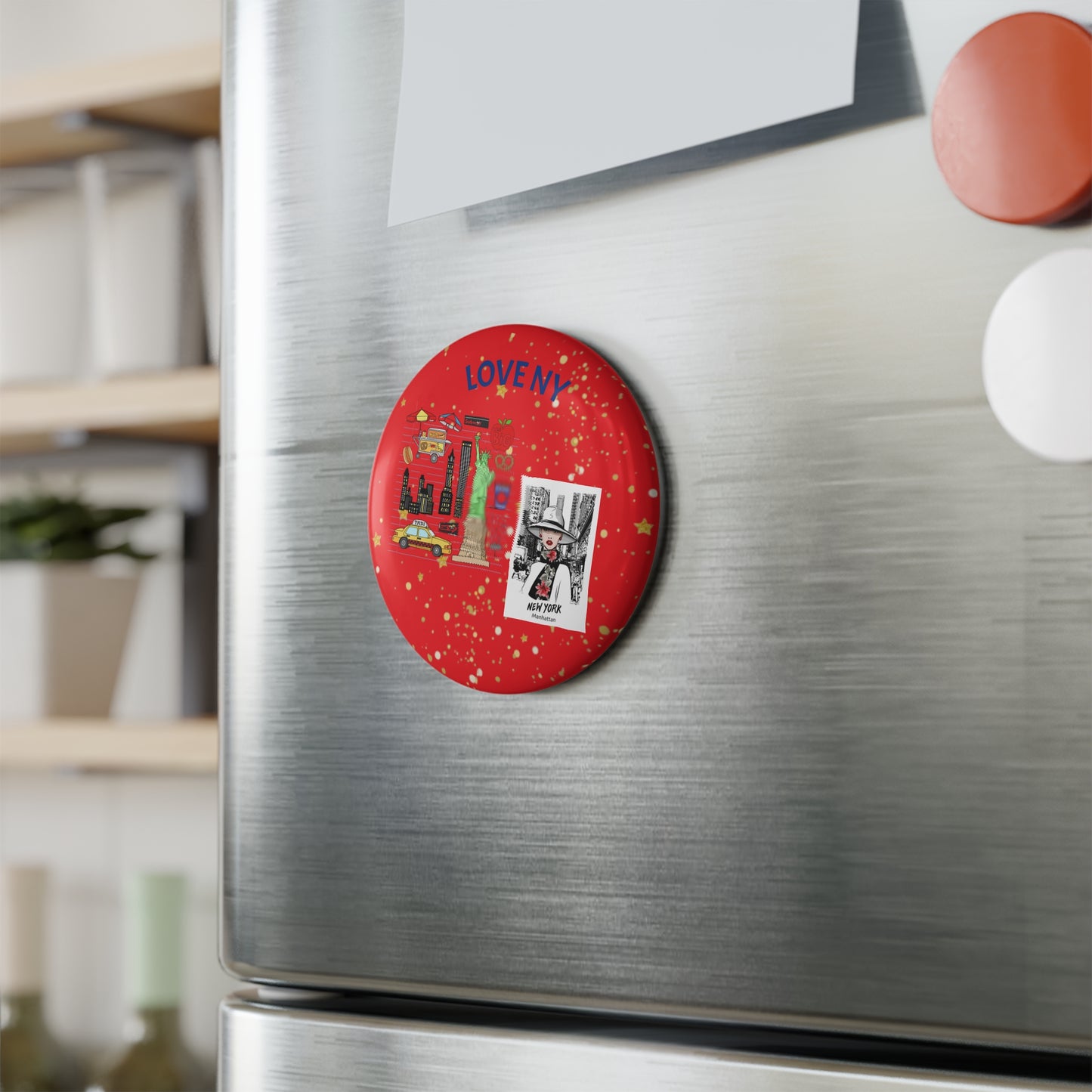 Button Magnet - Custom Love New York Design