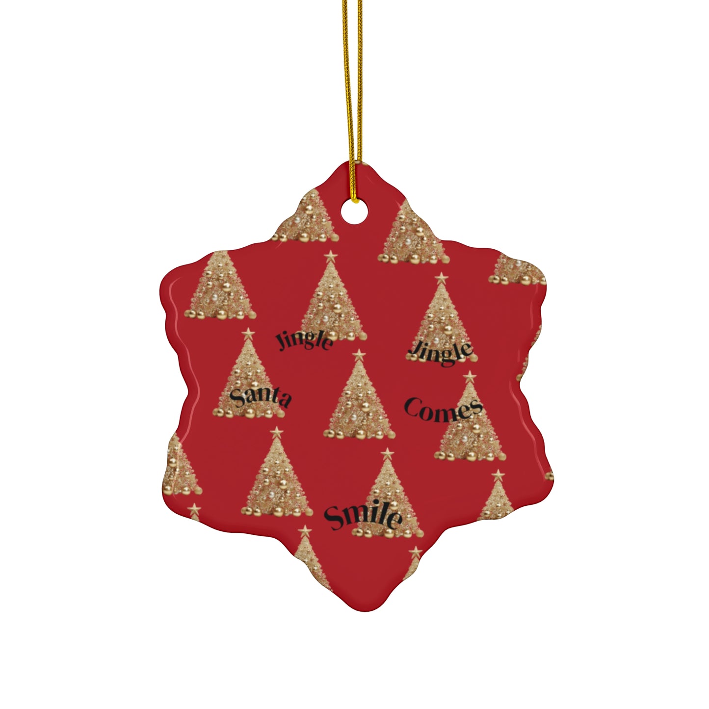 Santa Comes Smile Ceramic Star Ornament