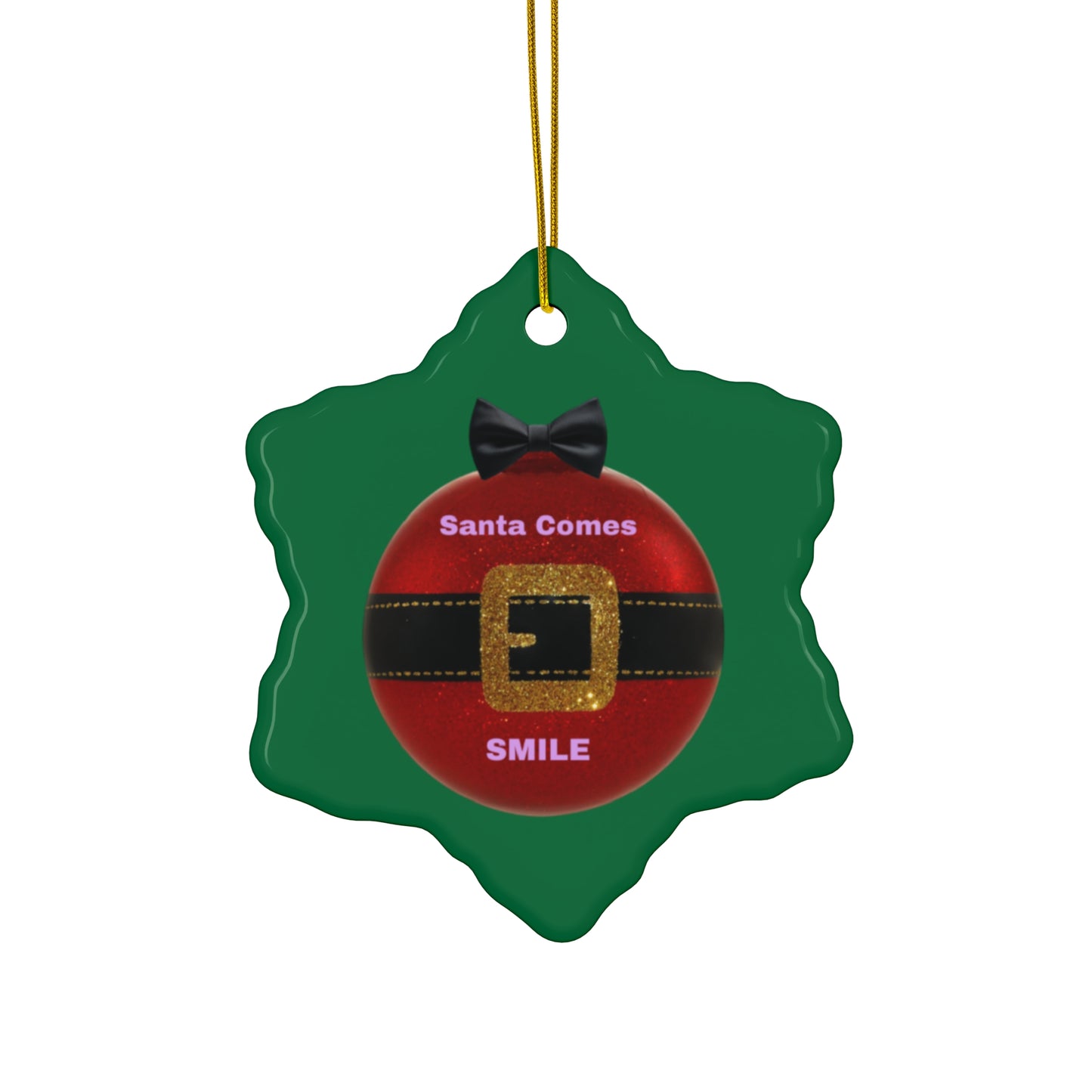 Santa Comes Smile Ceramic Star Ornament