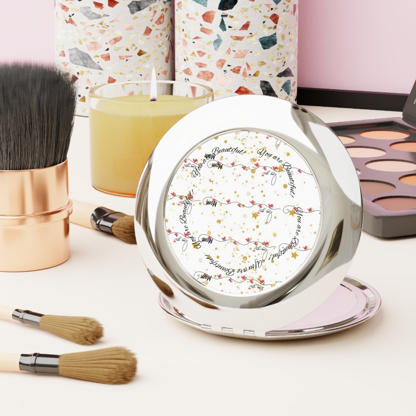Compact Mirror - Love Mom Elegant Pocket-Sized Travel Mirror