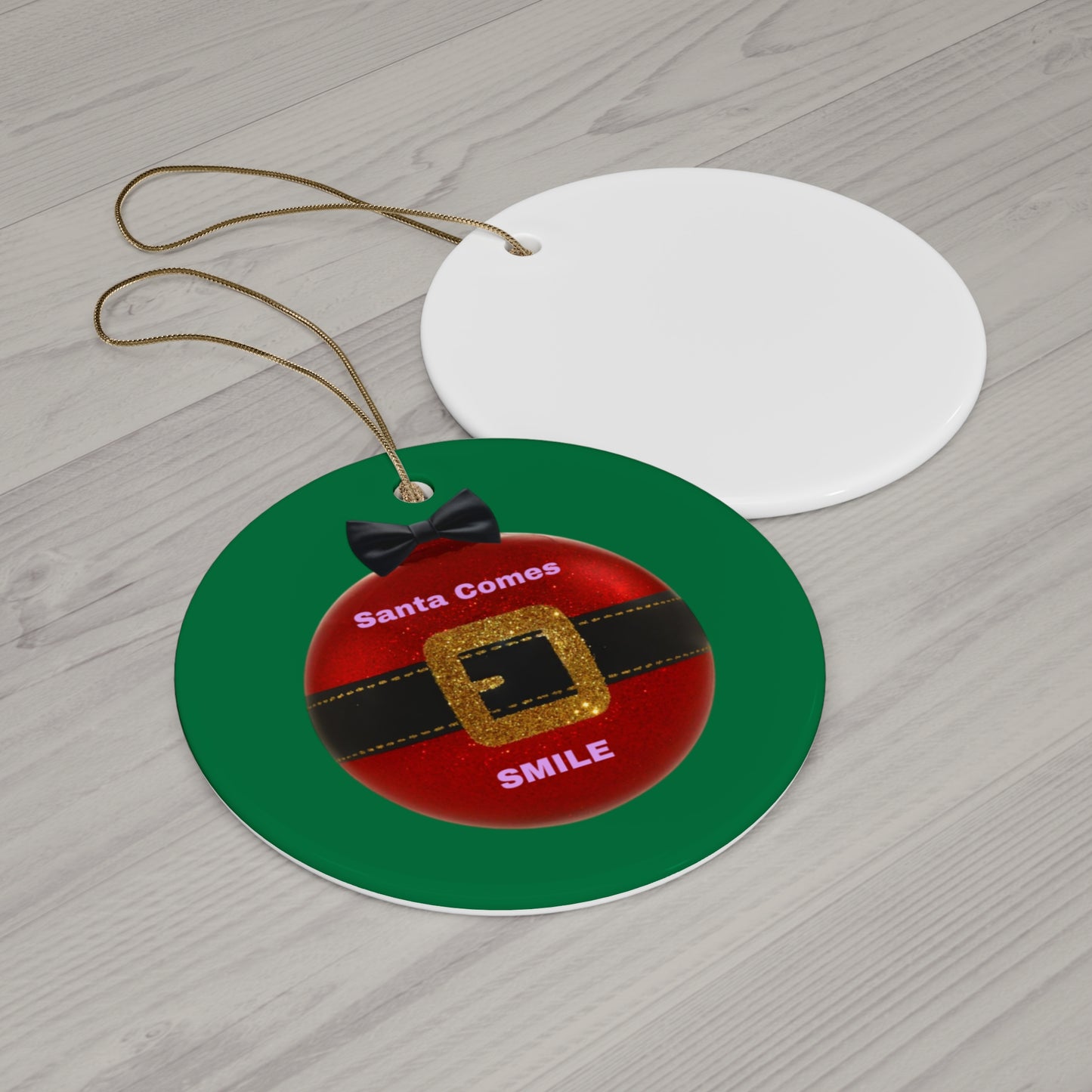 Santa Comes Smile Ceramic Star Ornament