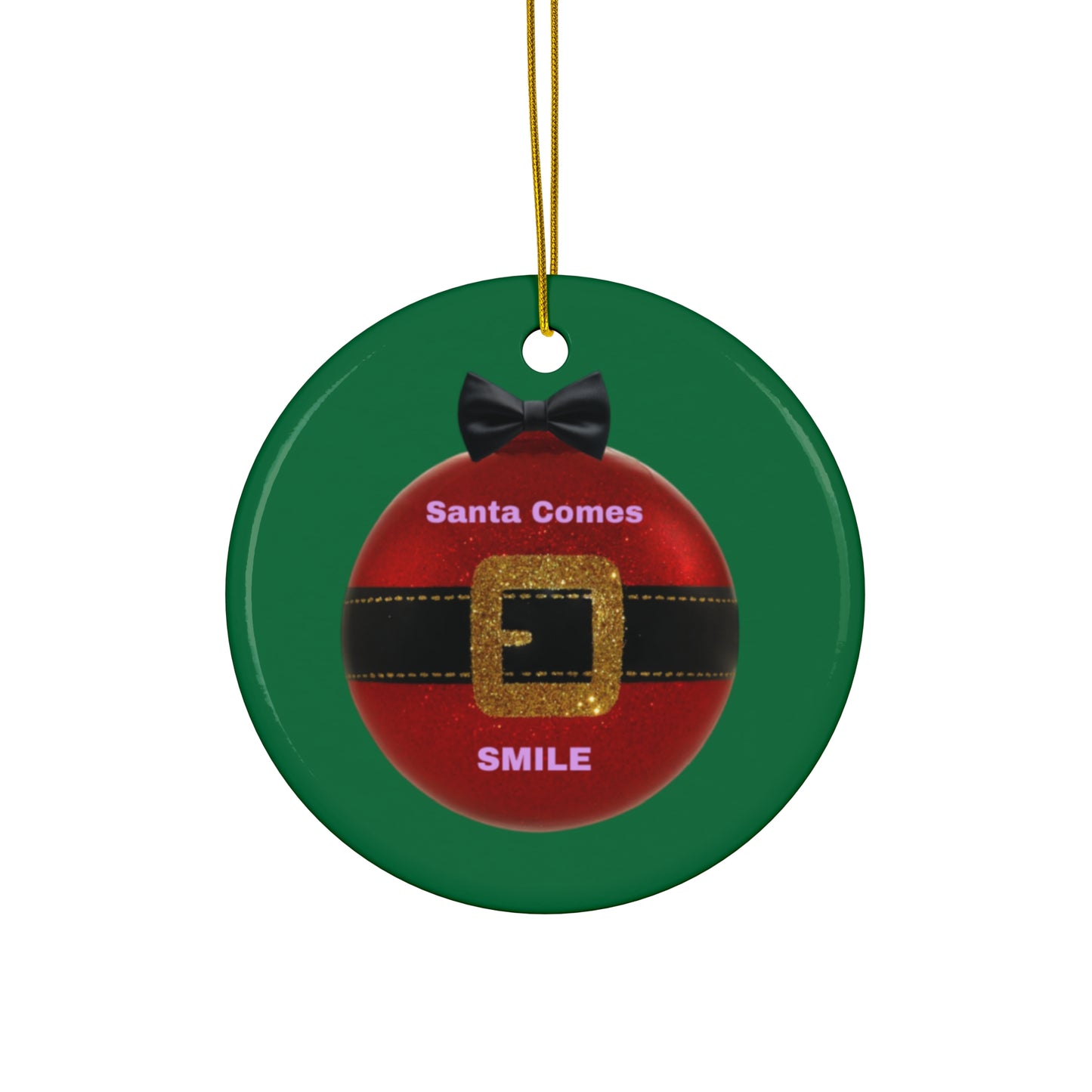 Santa Comes Smile Ceramic Star Ornament