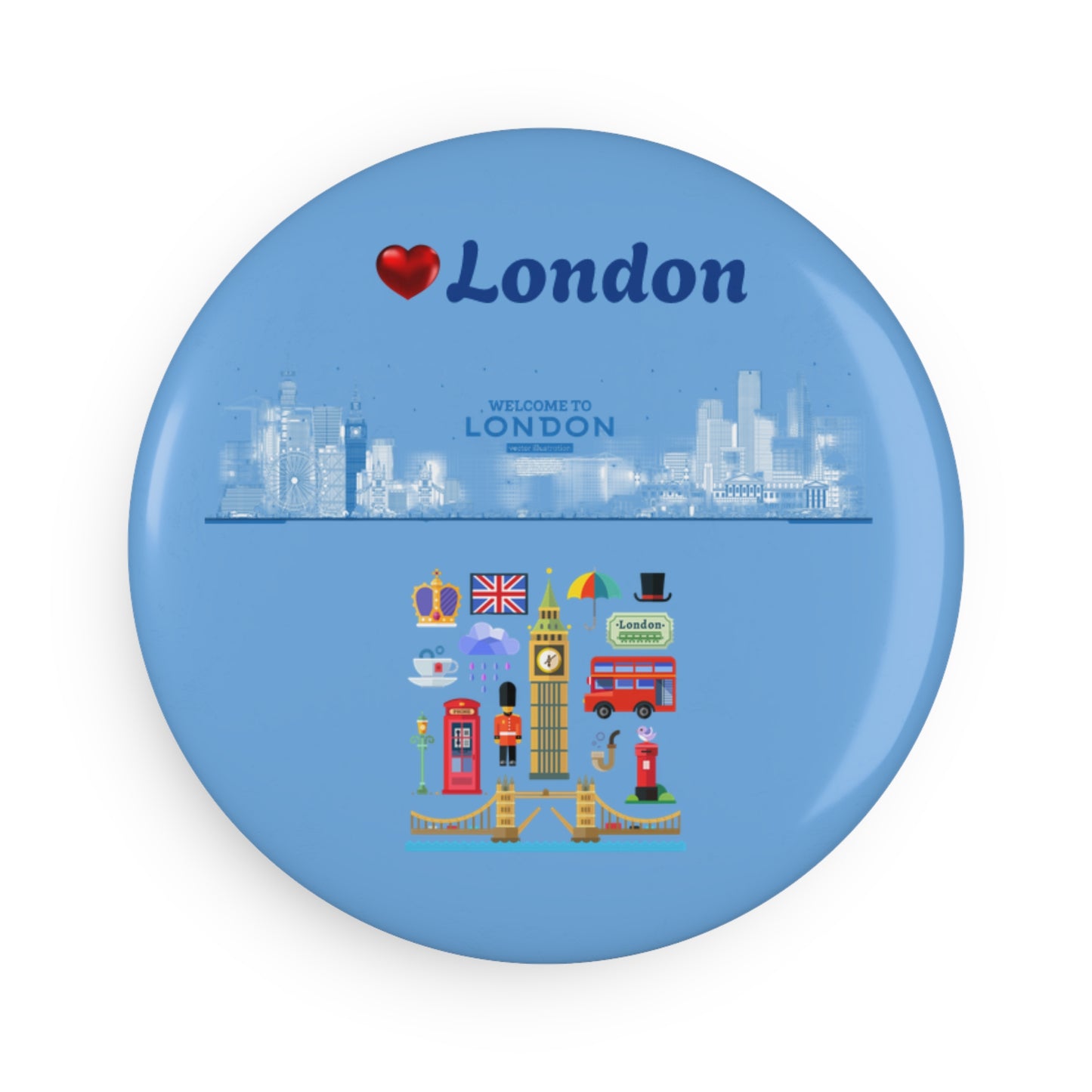 Custom London Button Magnet