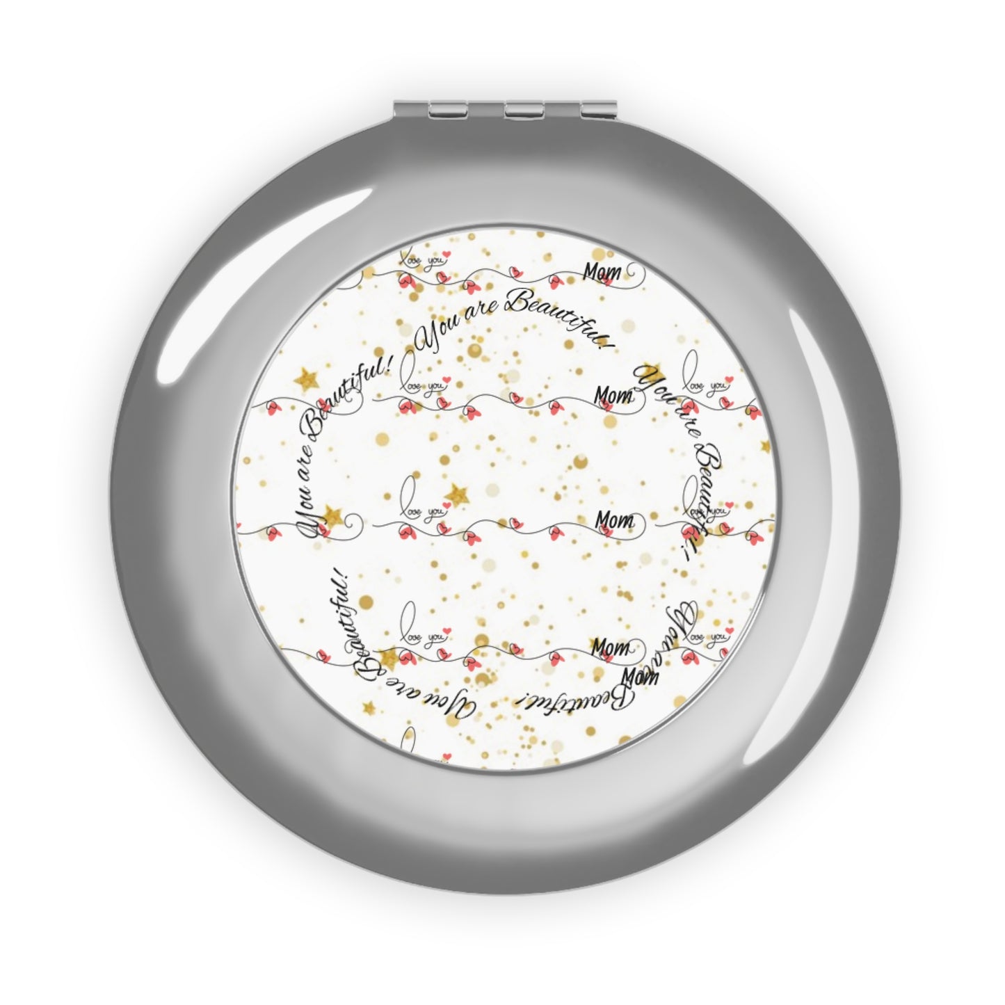 Compact Mirror - Love Mom Elegant Pocket-Sized Travel Mirror