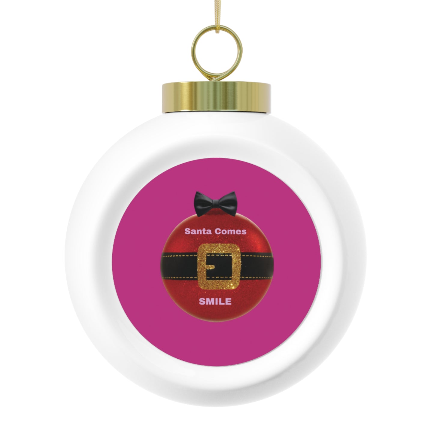 Santa Belt & Poinsettia Christmas Ornament
